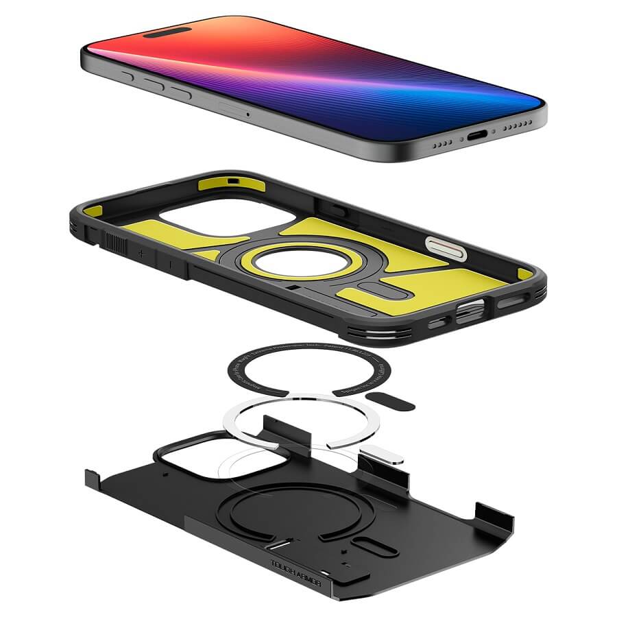 MagSafe Противоударен Калъф за iPhone 16 Pro Max, Spigen Tough Armor T Case, Черен (8)