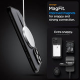 Magsafe Противоударен Калъф за iPhone 16 Pro, Spigen Ultra Hybrid T Frost Case, Черен (9)