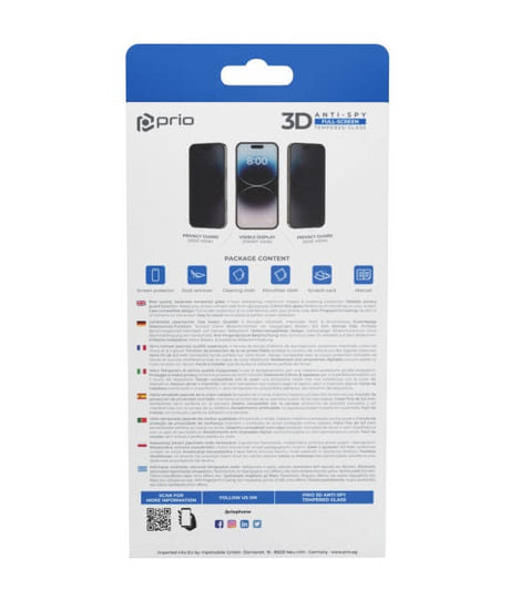 Затъмняващ Стъклен Протектор за iPhone 15 Pro, Prio 3D Privacy Tempered Glass, Черен (2)