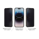 Затъмняващ Стъклен Протектор за iPhone 15 Pro, Prio 3D Privacy Tempered Glass, Черен (3)