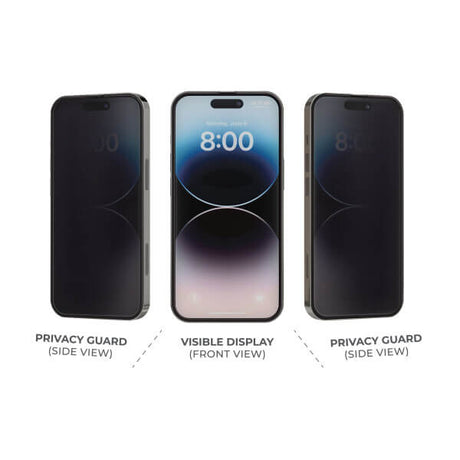 Затъмняващ Стъклен Протектор за iPhone 15 Pro, Prio 3D Privacy Tempered Glass, Черен (3)
