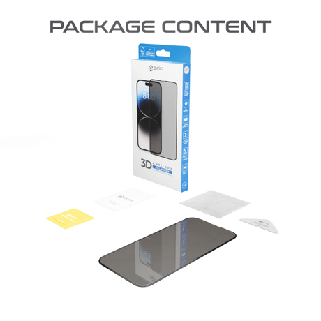Затъмняващ Протектор за iPhone 15 Pro Max, Prio 3D Privacy Tempered Glass, Черен (4)