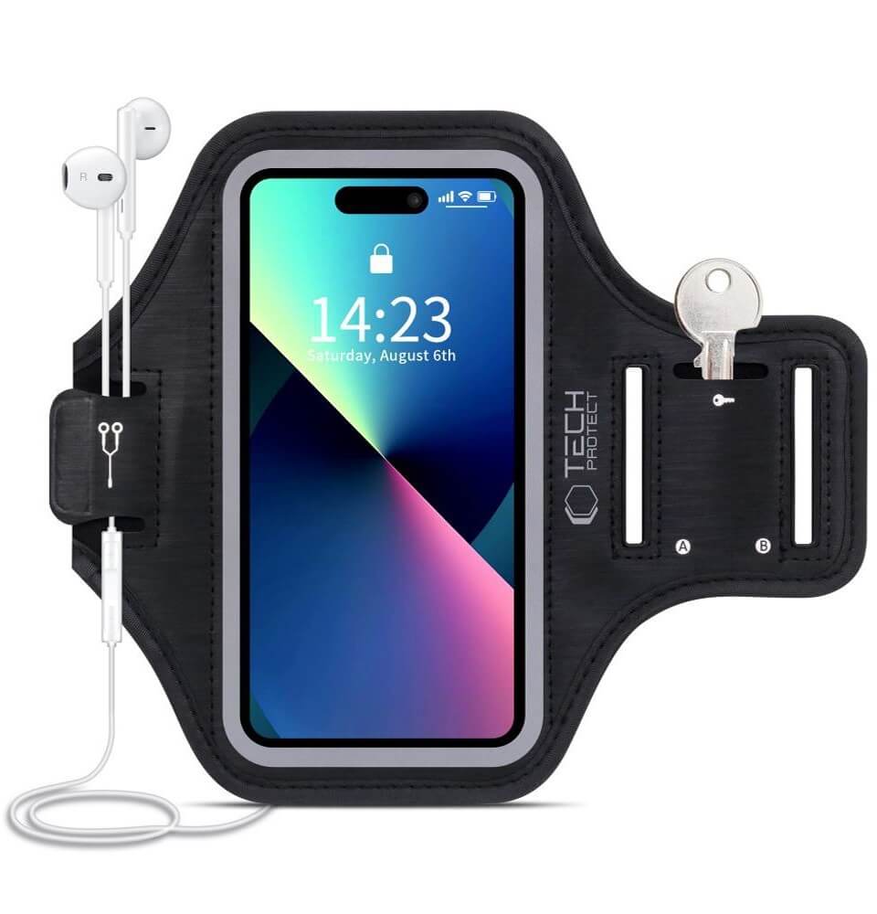 Спортен Калъф за Телефон за Ръка, Tech-Protect Universal Sports Armband, Черен