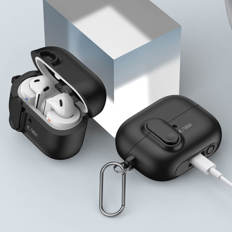 Калъф за Samsung Galaxy Buds 3 Pro/ 3 FE/ 3, Tech-Protect Slim Hook Case, Черен (3)