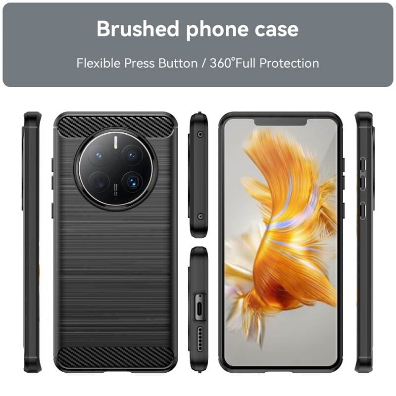 Противоударен Калъф за Huawei Mate 50 Pro, Premium Carbon Case, Черен (8)