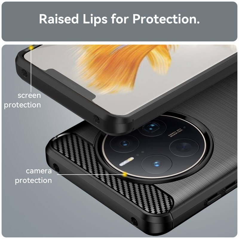 Противоударен Калъф за Huawei Mate 50 Pro, Premium Carbon Case, Черен (5)