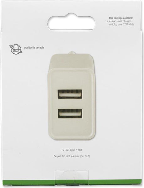 Зарядно за Таблет, 4Smarts 220v Voltplug Dual 2.4a, Бял (4)