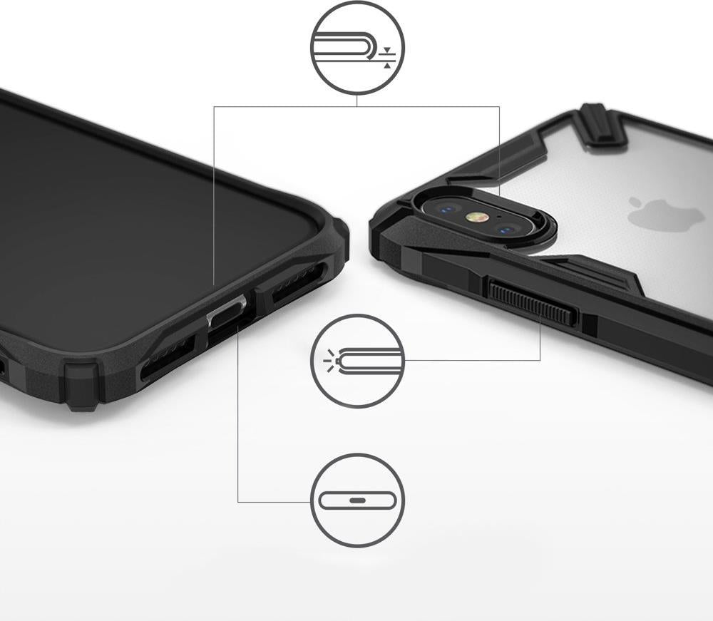 Противоударен Хибриден Калъф за iPhone XS/X, Ringke Fusion X Case, Черен (4)