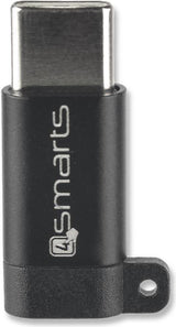 USB Преход/Адаптер, 4Smarts micro-USB to USB-C, Черен (Bulk)
