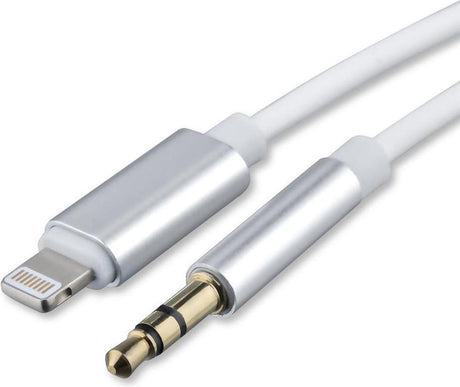 Аудио Адаптер за iPhone и iPad, 4Smarts Lightning to Aux 3.5 mm Jack Cable 1m, Бял