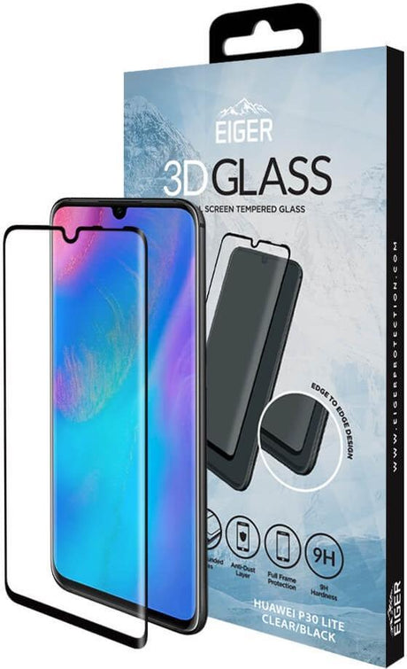 Извит Стъклен Протектор за Huawei P30 Lite, Eiger 3D Glass, Прозрачен