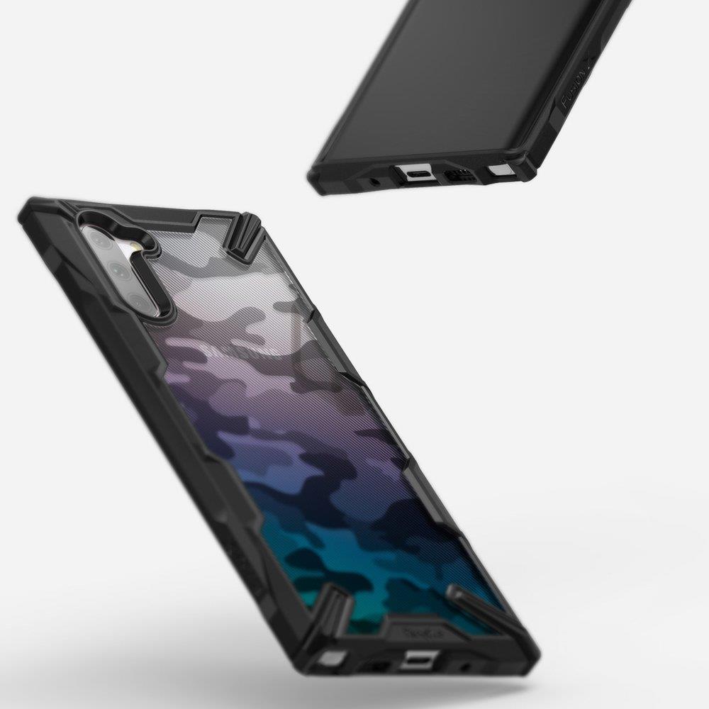 Противоударен Хибриден Калъф за Samsung Note 10, Ringke Fusion X Camouflage Case, Черен (2)