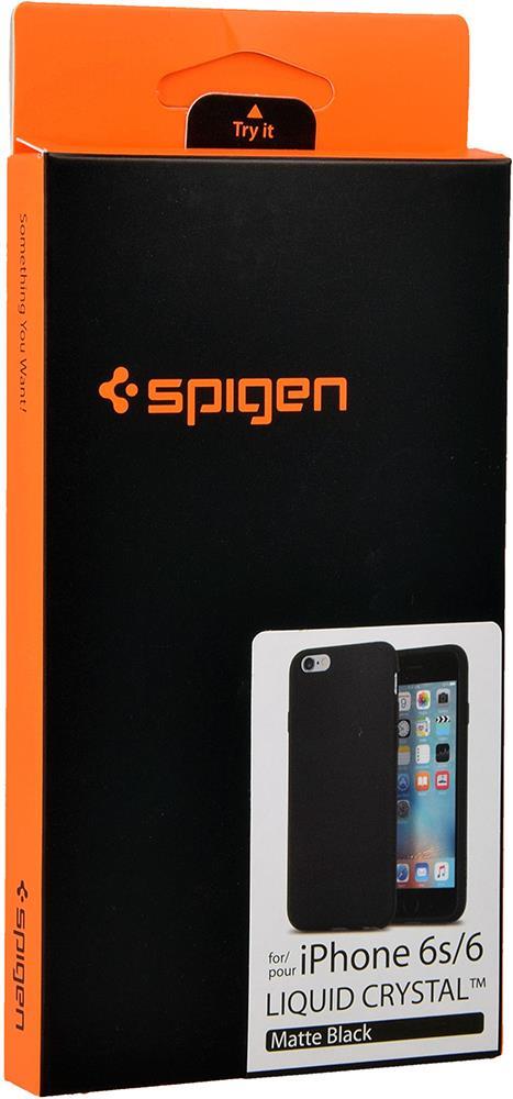 Противоударен Силиконов Калъф за iPhone 6/6s, Spigen Liquid Crystal Case, Черен (7)