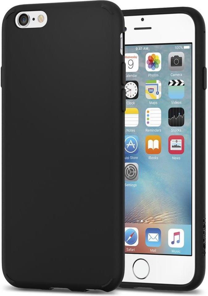 Противоударен Силиконов Калъф за iPhone 6/6s, Spigen Liquid Crystal Case, Черен