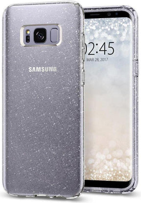Противоударен Блестящ Калъф за Samsung S8, Spigen Liquid Crystal Glitter Quartz Case, Прозрачен