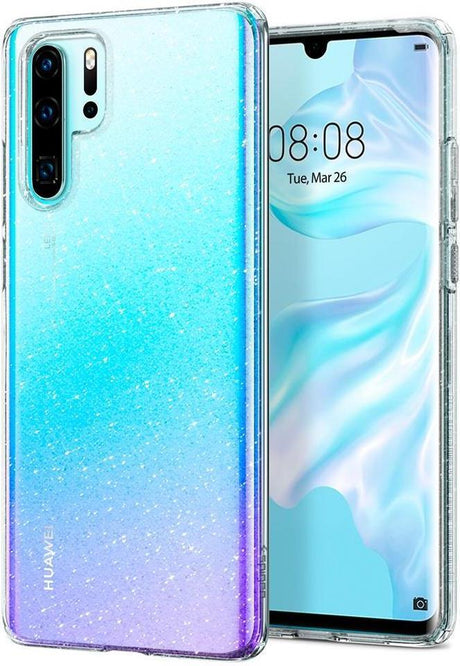 Противоударен Блестящ Калъф за Huawei P30 Pro, Spigen Liquid Crystal Glitter Quartz Case, Прозрачен
