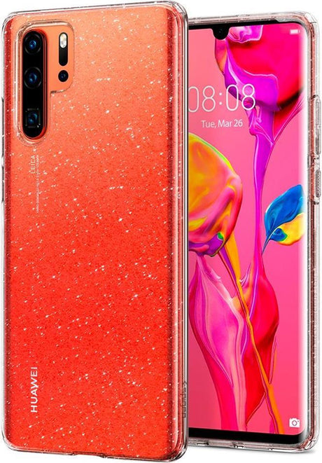 Противоударен Блестящ Калъф за Huawei P30 Pro, Spigen Liquid Crystal Glitter Quartz Case, Прозрачен (2)
