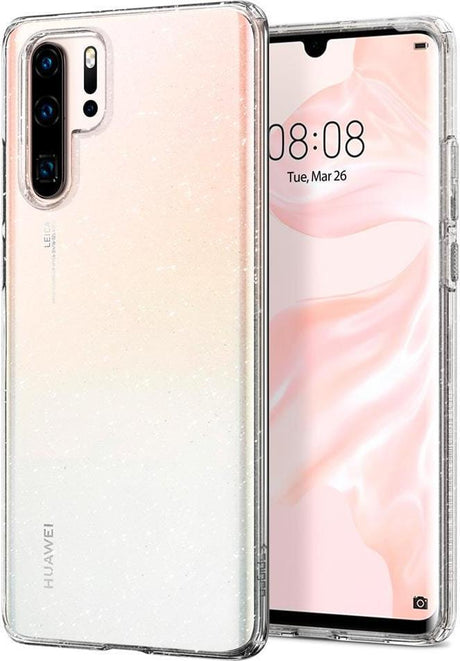 Противоударен Блестящ Калъф за Huawei P30 Pro, Spigen Liquid Crystal Glitter Quartz Case, Прозрачен (5)