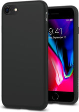 Противоударен Силиконов Калъф за iPhone SE 2022/2020 8/7, Spigen Liquid Crystal Case, Черен