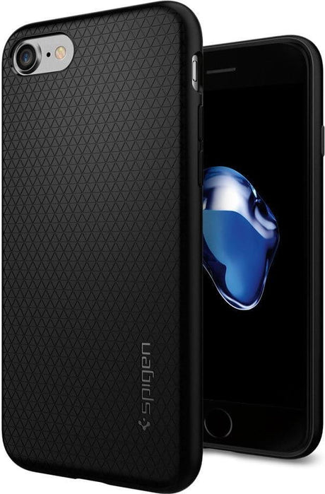Противоударен Силиконов Калъф за iPhone SE 2022/2020 8/7, Spigen Liquid Air Case, Черен (7)