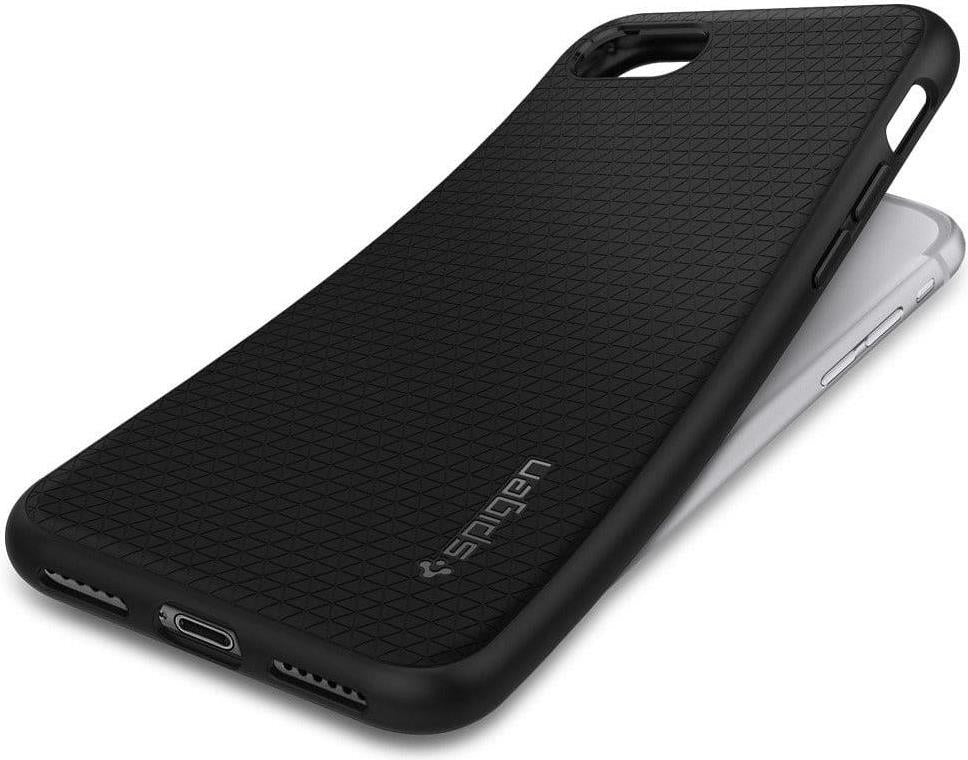 Противоударен Силиконов Калъф за iPhone SE 2022/2020 8/7, Spigen Liquid Air Case, Черен (2)