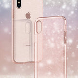 Противоударен Блестящ Калъф за iPhone XS Max, Spigen Liquid Crystal Glitter Quartz Case, Розов (3)