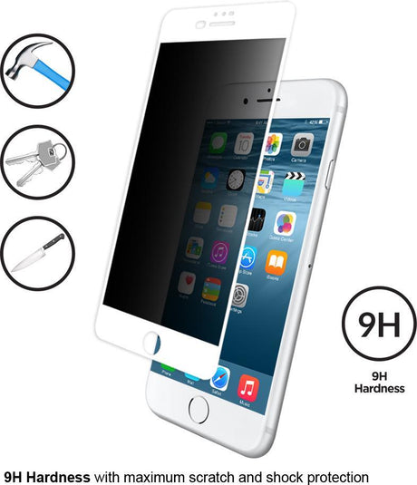 Anti-Spy Стъклен Протектор за iPhone 8/7/6 Plus, Eiger Privacy 3D Glass, Бял (2)