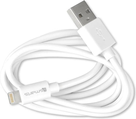 USB Кабел за iPhone и iPad, 4Smarts Lightning 1m, Бял