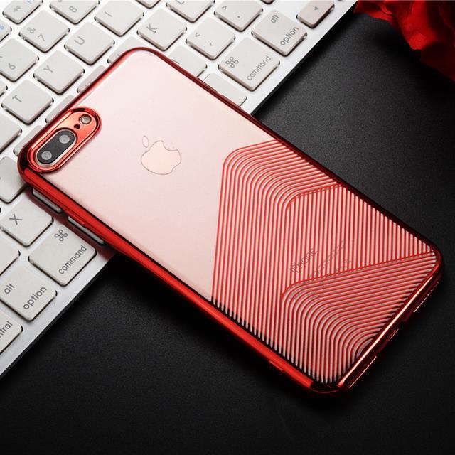Силиконов Калъф за iPhone 8/7 Plus, Sulada Line Case, Червен (2)