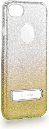 Блестящ Калъф с Поставка за iPhone SE 2022/2020 8/7, G-Case Shining Holder, Сребро/Розов