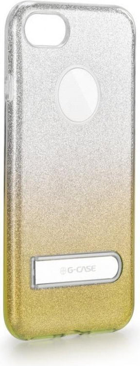 Блестящ Калъф с Поставка за iPhone SE 2022/2020 8/7, G-Case Shining Holder, Сребро/Розов
