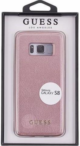 Луксозен Кожен Калъф за Samsung S8, Guess Leather Case, Розов (5)