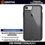 Противоударен Хибриден Калъф за iPhone SE 2022/2020 8/7/6, Griffin Suvivor Thin Case, Черен (4)