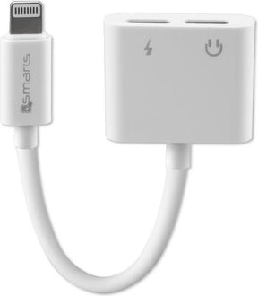Аудио Адаптер за iPhone и iPad, 4Smarts Soundsplit Female Lightnig x 2, Бял