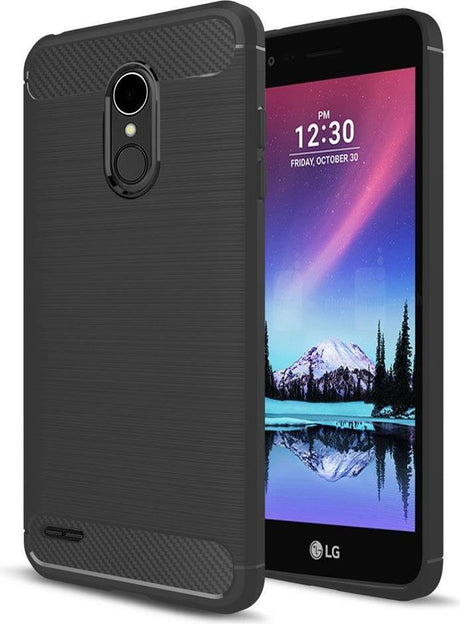 Противоударен Силиконов Калъф за LG K10 2017, Forcell Carbon Case, Черен