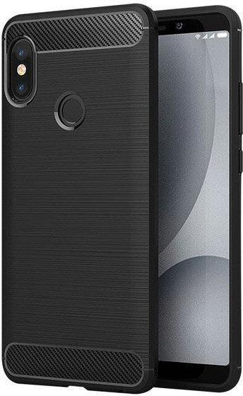 Противоударен Силиконов Калъф за Xiaomi Redmi Note 5 Pro, Forcell Carbon Case, Черен