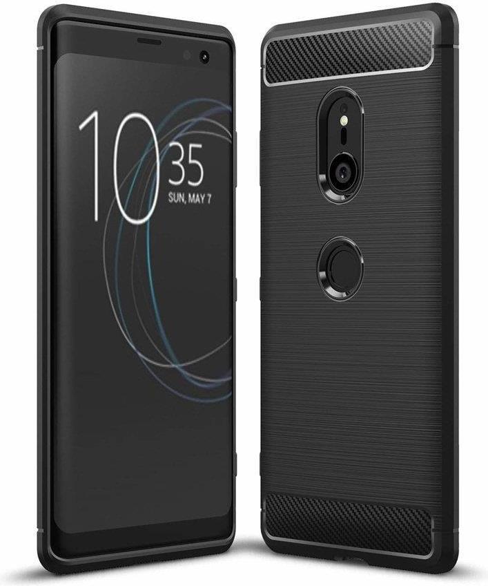 Противоударен Силиконов Калъф за Sony XZ3, Forcell Carbon Case, Черен
