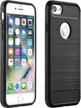 Противоударен Силиконов Калъф за Samsung A9 2018, Forcell Carbon Case, Черен (2)