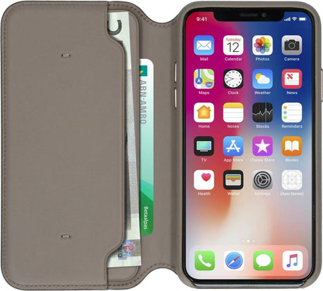 Оригинален Кожен Калъф за Apple iPhone XS/X, Leather Case Book Mqry2z Taupe, Бежов (4)