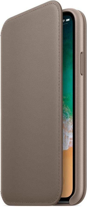 Оригинален Кожен Калъф за Apple iPhone XS/X, Leather Case Book Mqry2z Taupe, Бежов