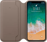 Оригинален Кожен Калъф за Apple iPhone XS/X, Leather Case Book Mqry2z Taupe, Бежов (3)