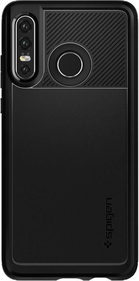 Противоударен Силиконов Калъф за Huawei P30 Lite, Spigen Rugged Armor Case, Черен (3)