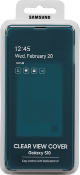 Оригинален Активен Калъф за Samsung S10 Clear View Cover Book Case Ef-Zg975cg, Зелен (6)