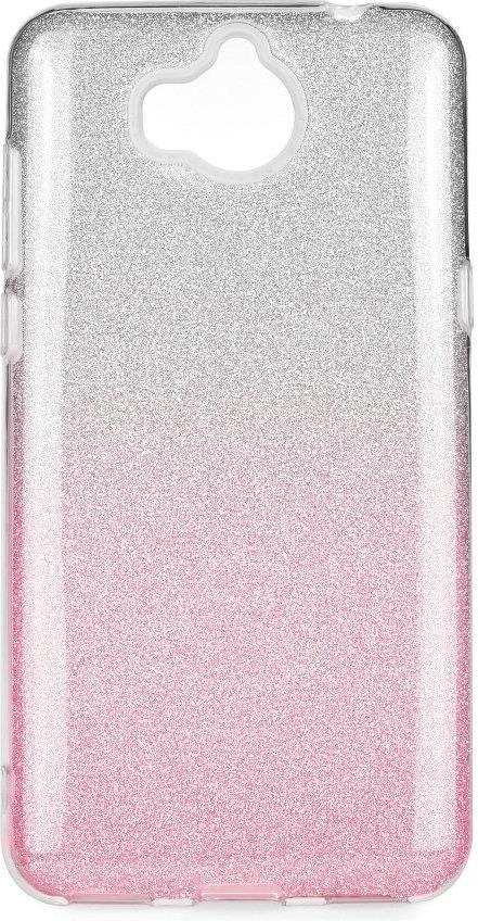 Блестящ Силиконов Калъф за Huawei Y5/Y6 2017, Forcell Shining Case, Сребро/Розов