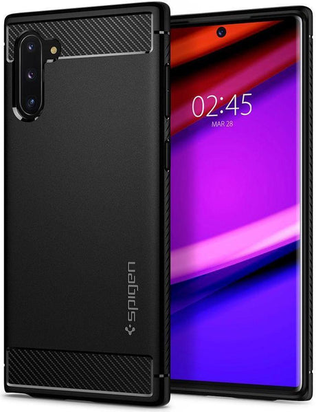 Противоударен Силиконов Калъф за Samsung Note 10, Spigen Rugged Armor Case, Черен