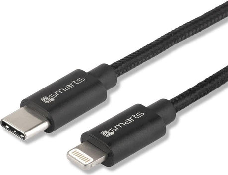 USB-C Кабел за iPhone и iPad с Бързо Зареждане, 4Smarts (Lightning) Power Delivery, Черен (2)