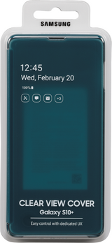 Оригинален Активен Калъф за Samsung S10 Plus Clear View Cover Book Case Ef-Zg975cg, Зелен (6)
