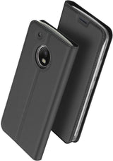 Кожен Калъф за Moto G5, Dux Ducis Skin Pro Book Case, Тъмно Сив