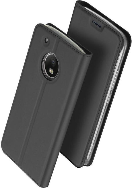 Кожен Калъф за Moto G5, Dux Ducis Skin Pro Book Case, Тъмно Сив