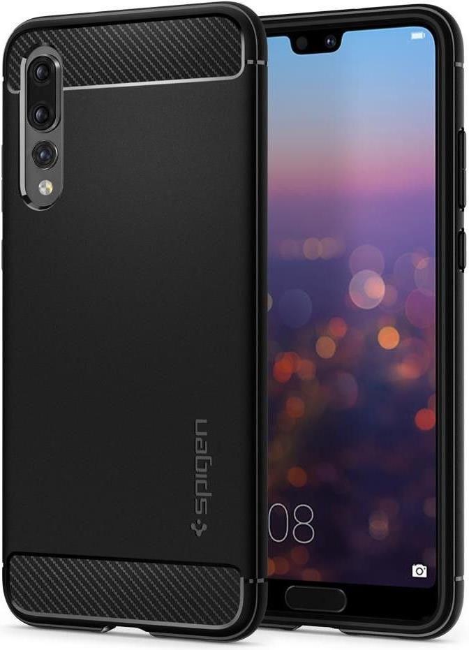 Противоударен Силиконов Калъф за Huawei P20 Pro, Spigen Rugged Armor Case, Черен